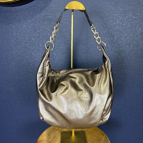 Style & Co Metallic Silver Quilted Shoulder Bag - Picture 2 of 6